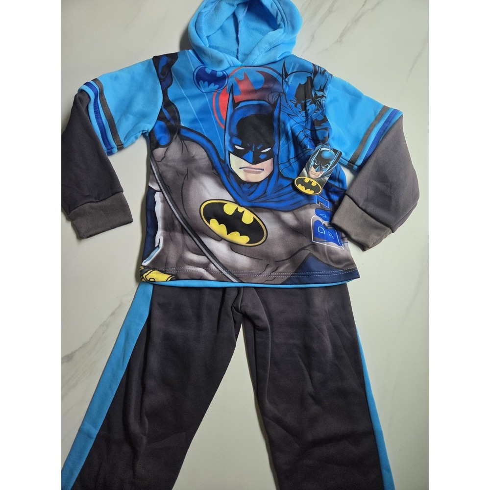 Batman Boys Hoodie & Pants Set – Superhero Outfit Size 5T
